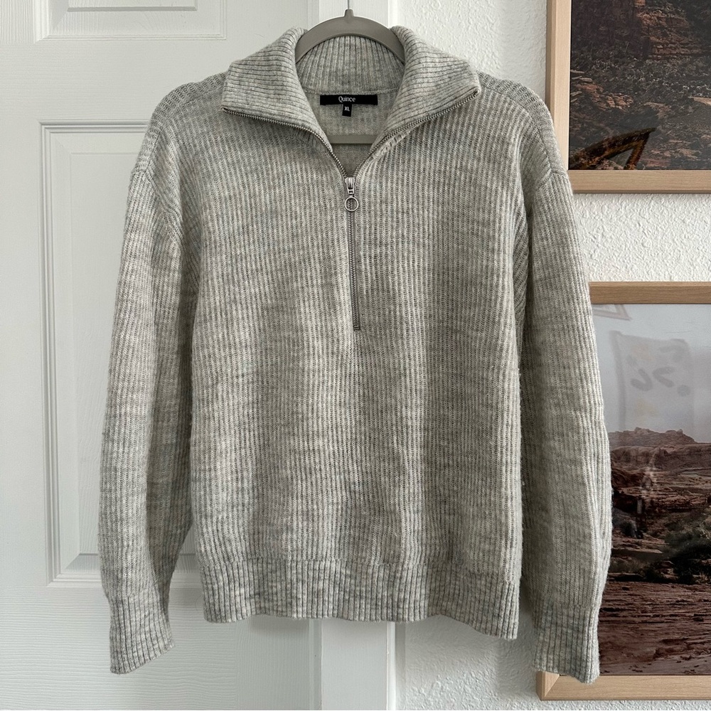 Quince merino/alpaca half zip sweater
